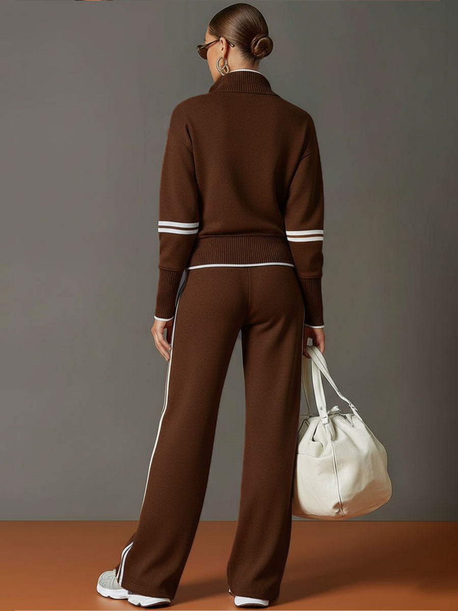 Marietta – Bluza i spodnie z szerokimi nogawkami - Brązowy