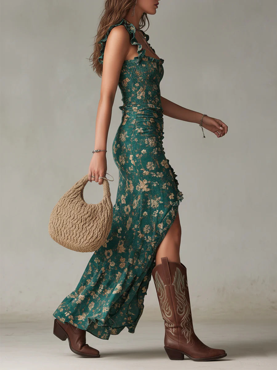 Halina – boho sukienka z falbanami