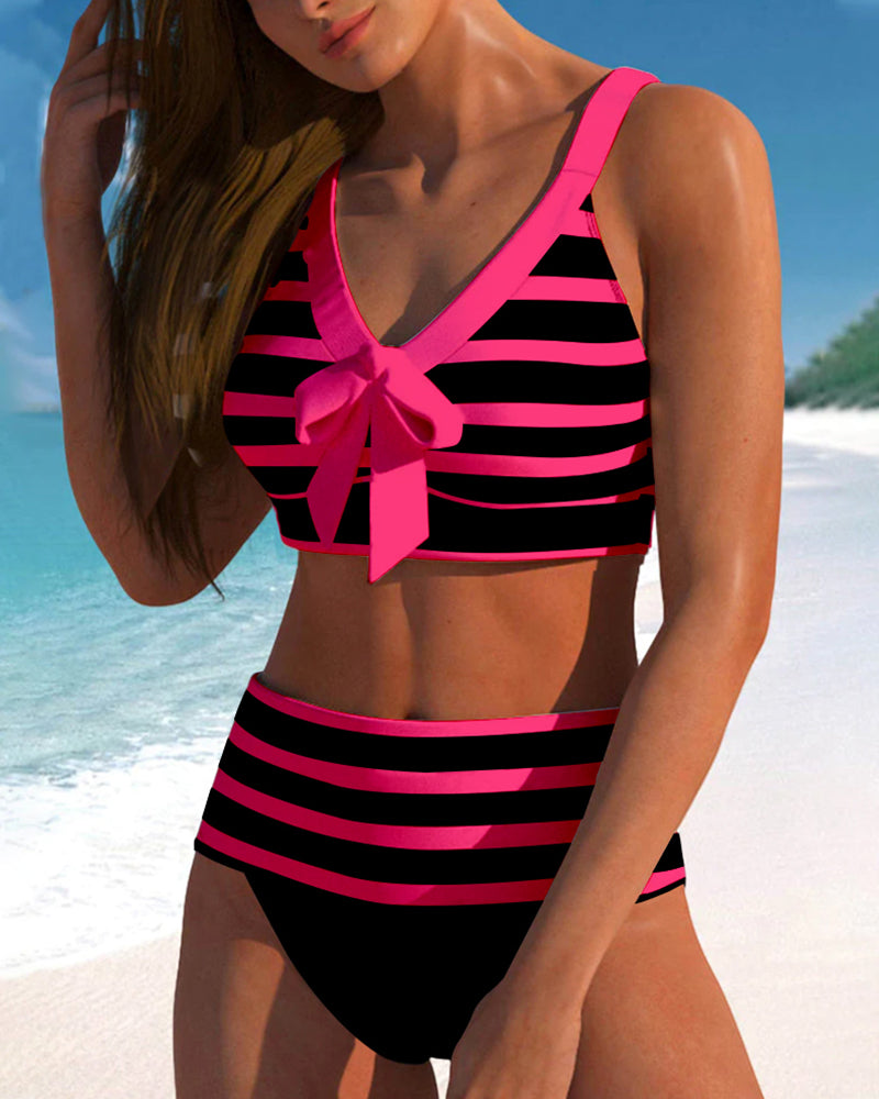Roksana - Pasiaste bikini z wysokim stanem