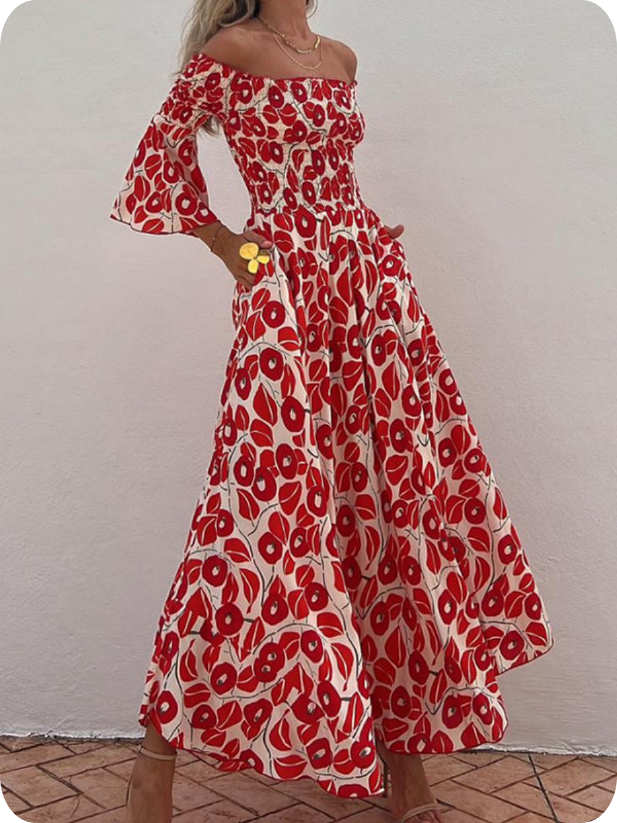 Halina – kwiatowa sukienka maxi hiszpanka