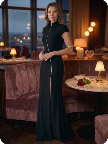 Justyna – elegancka sukienka maxi z wycięciem