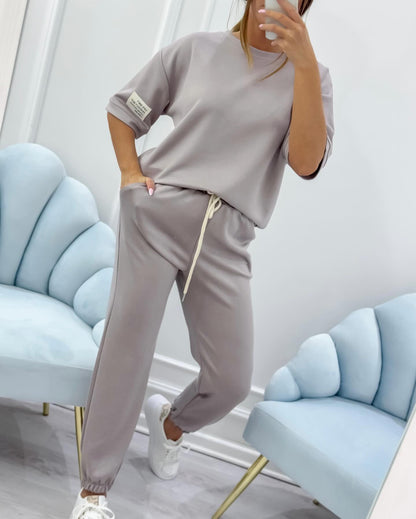 ⏳ Oferta ograniczona czasowo! ⏰Damski zestaw casualowy z jednolitym topem i spodniami