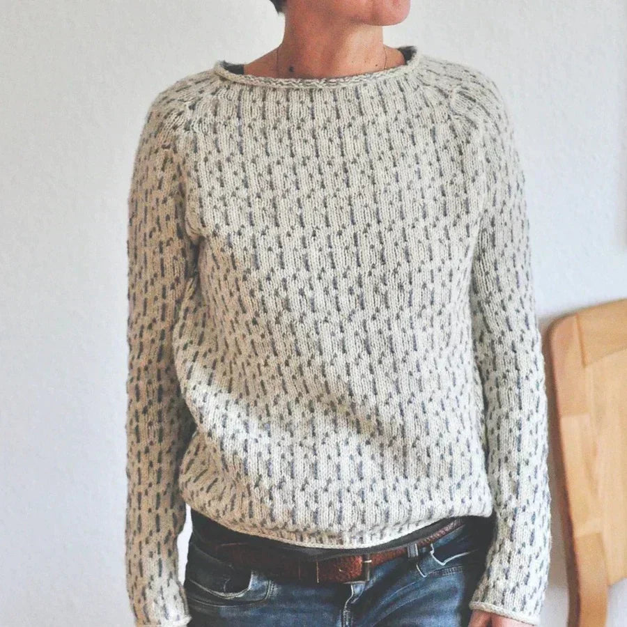 Victoria | Elegancki szary sweter z dekoltem łódki