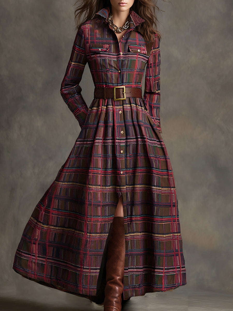 Livia – sukienka maxi w kratę