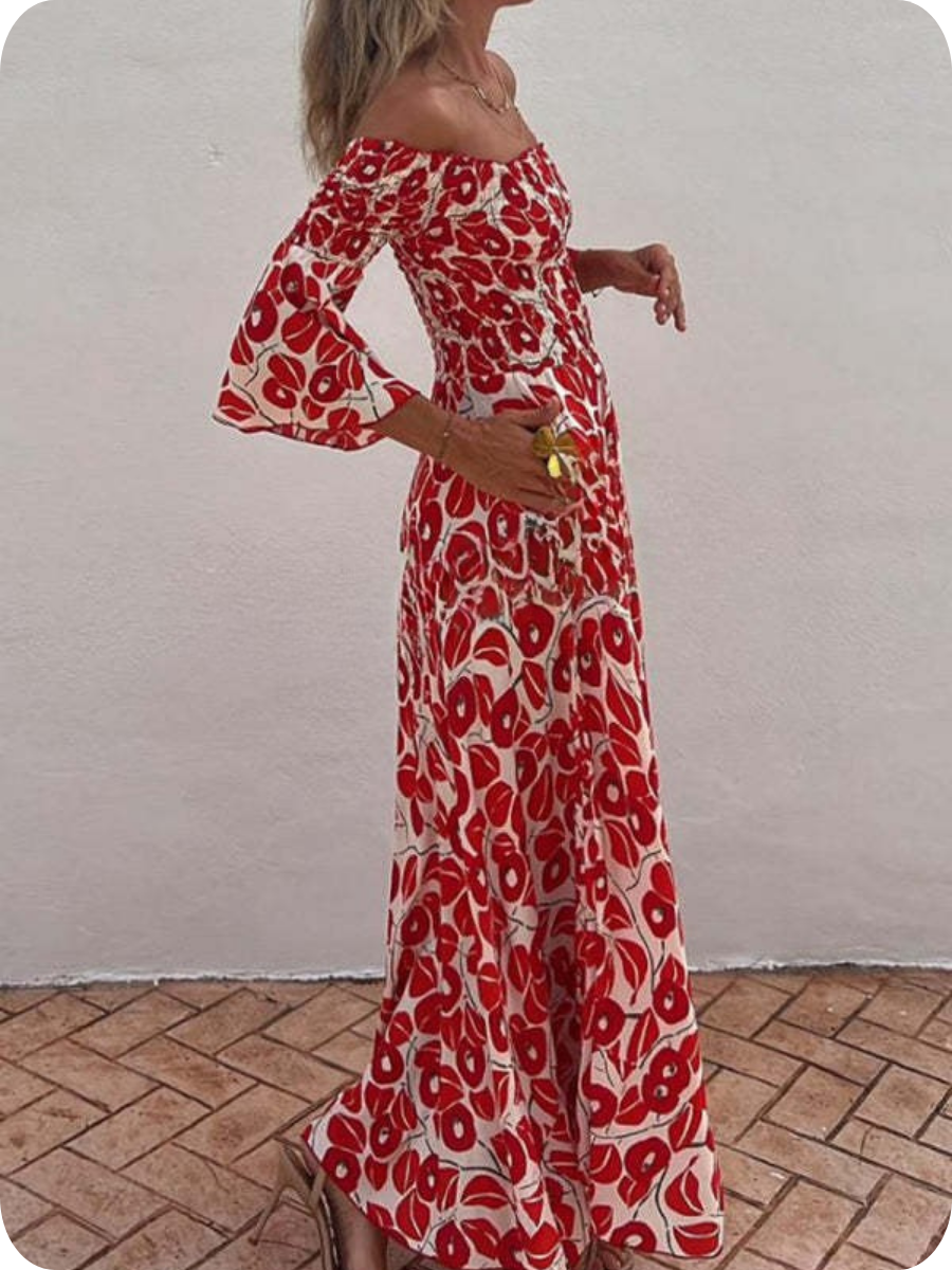 Halina – kwiatowa sukienka maxi hiszpanka