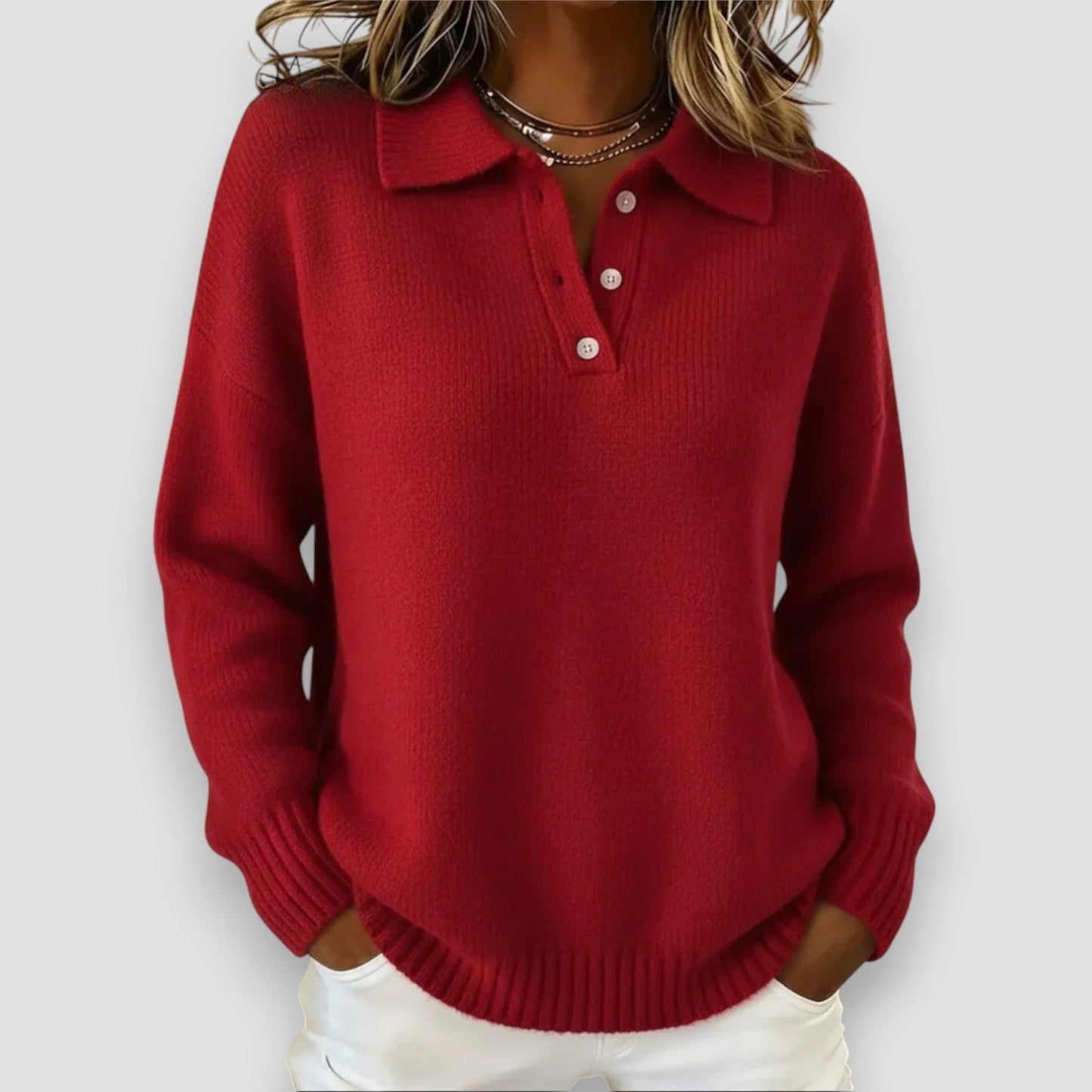 Nova – sweter polo z miękkiej dzianiny