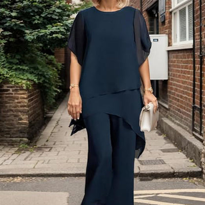 💝Letnia moda Chiffon dla pań Plus Size zestaw dwóch części