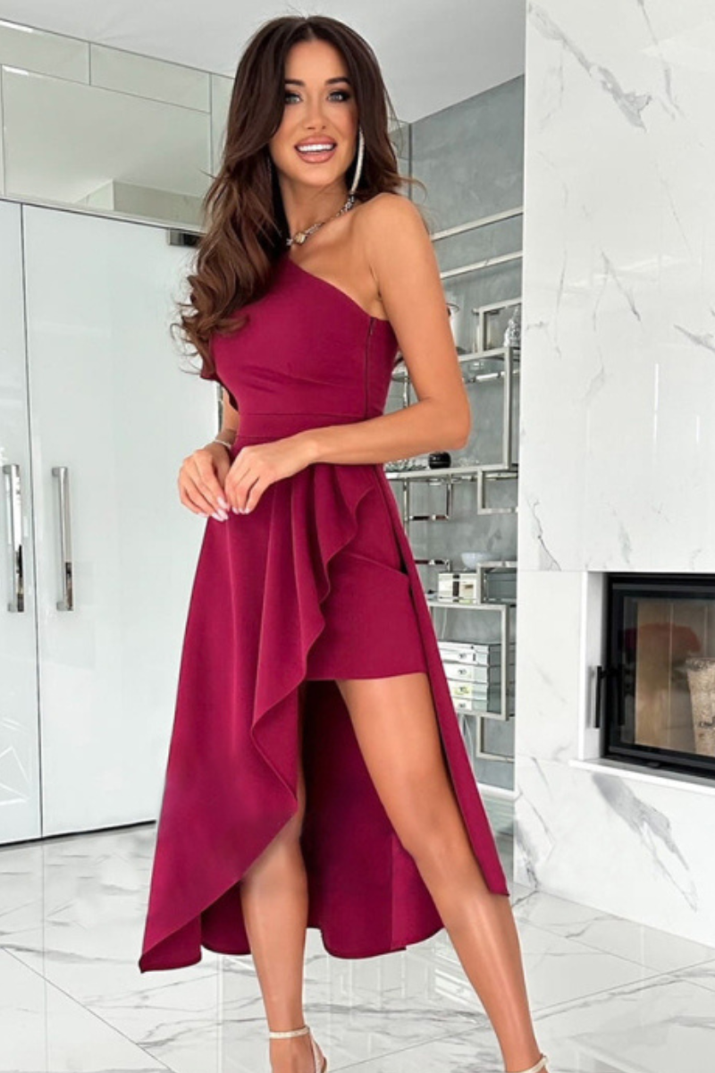 Sylwia – sukienka asymetryczna wyszczuplająca