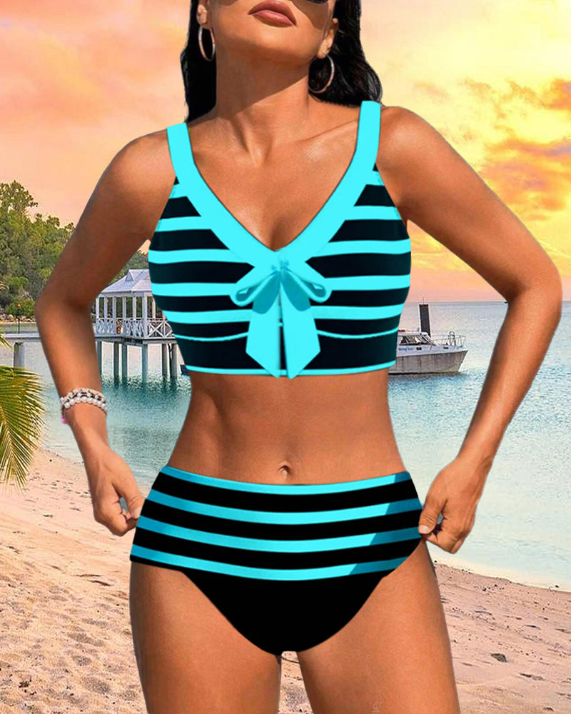 Roksana - Pasiaste bikini z wysokim stanem