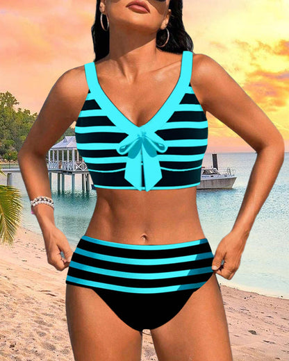 Roksana - Pasiaste bikini z wysokim stanem