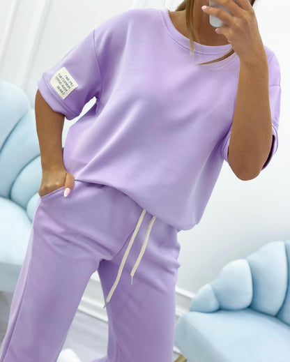 ⏳ Oferta ograniczona czasowo! ⏰Damski zestaw casualowy z jednolitym topem i spodniami