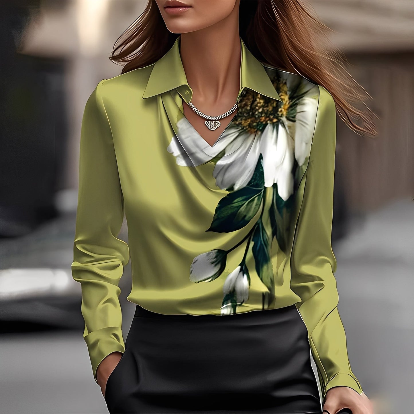 Laurentine - Bluzka elegancka z długimi rękawami dla kobiet