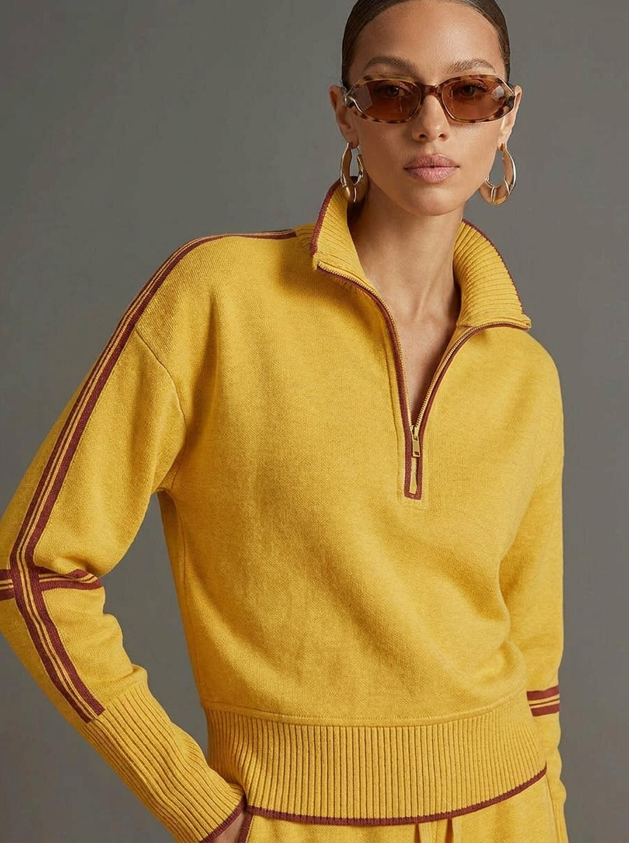 Marietta – bluza i spodnie z szerokimi nogawkami - Żółty