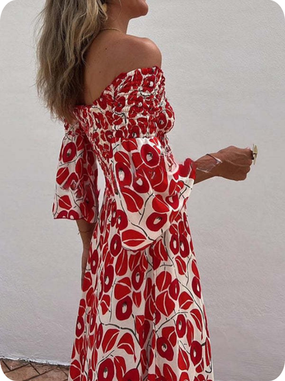 Halina – kwiatowa sukienka maxi hiszpanka