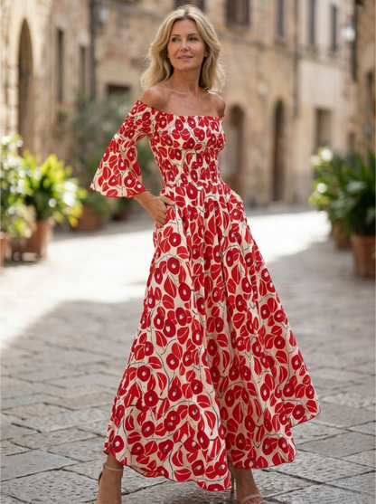 Halina – kwiatowa sukienka maxi hiszpanka