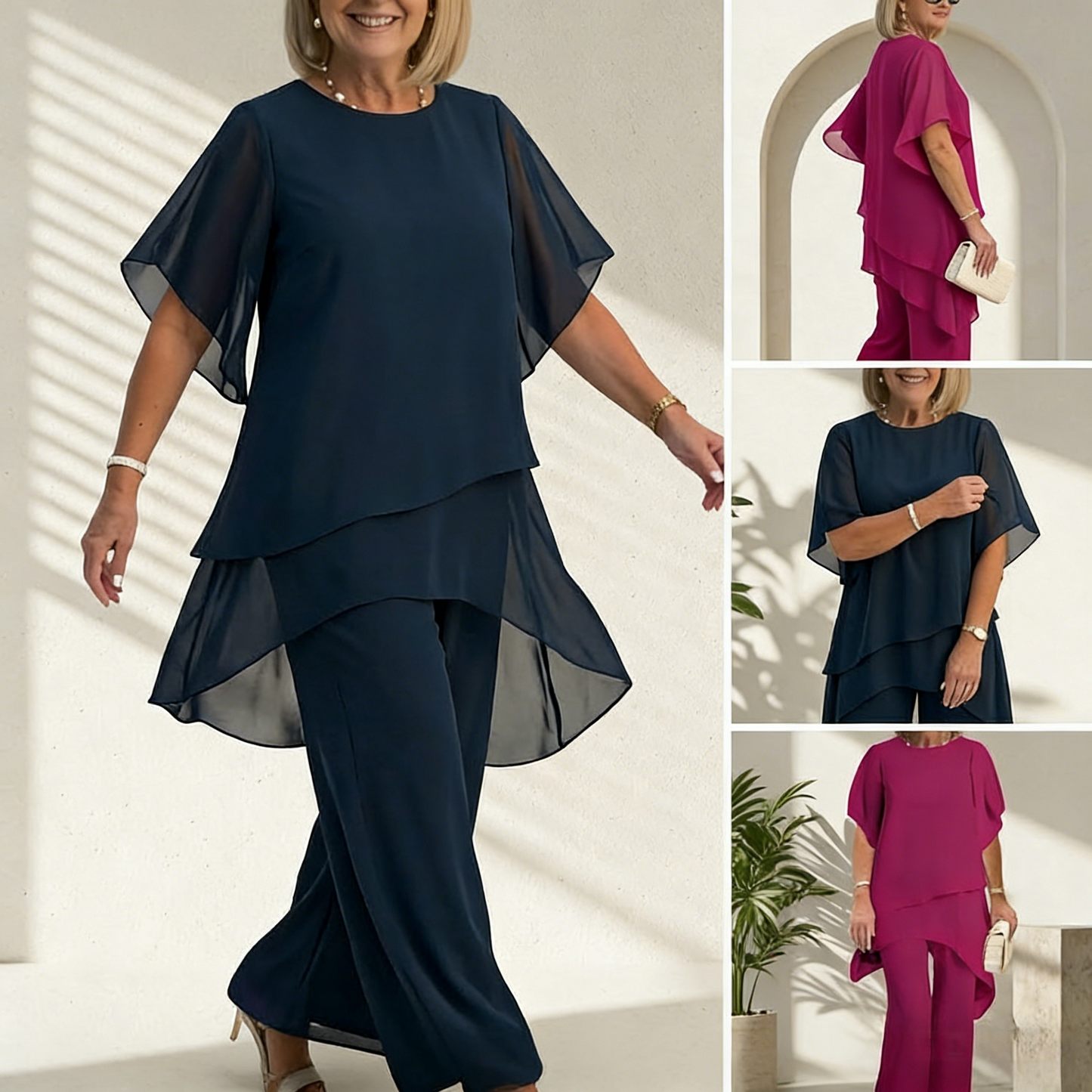 💝Letnia moda Chiffon dla pań Plus Size zestaw dwóch części