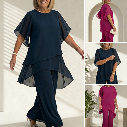 💝Letnia moda Chiffon dla pań Plus Size zestaw dwóch części