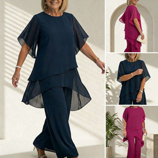 💝Letnia moda Chiffon dla pań Plus Size zestaw dwóch części